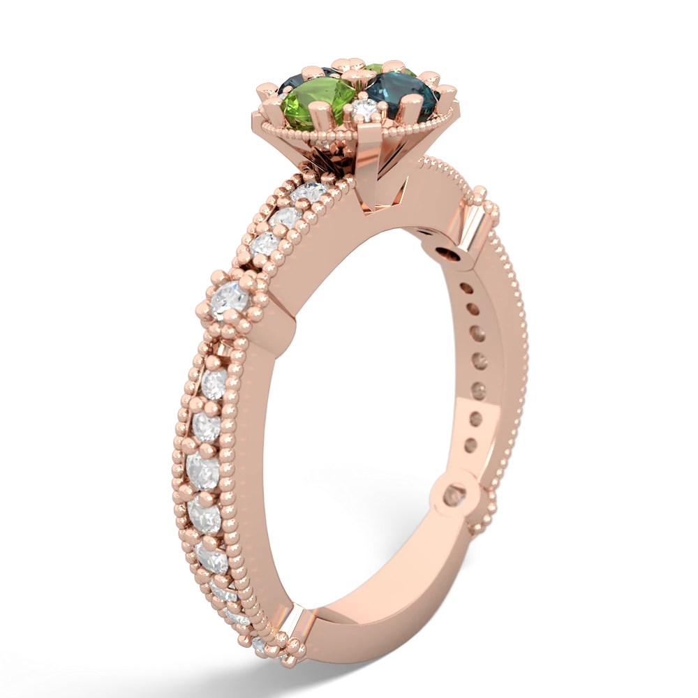 Peridot Sparkling Tiara Cluster 14K Rose Gold ring R26293RD