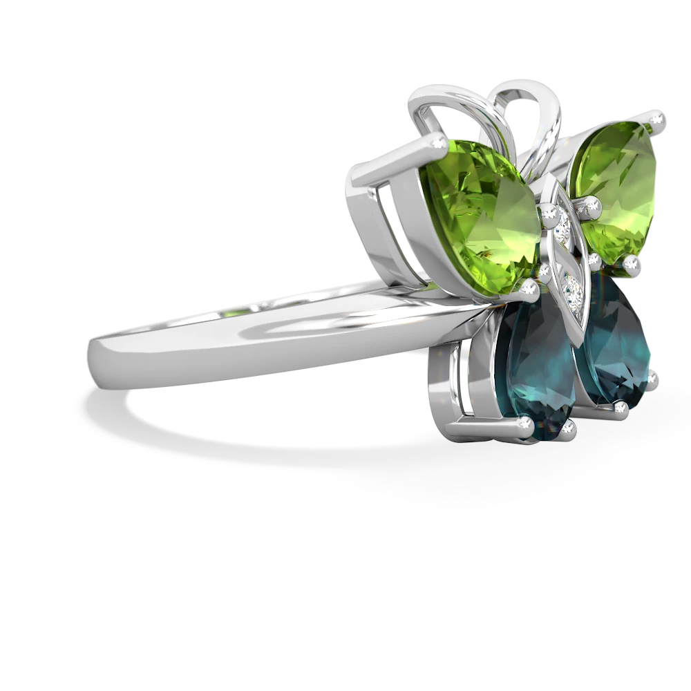 Peridot Butterfly 14K White Gold ring R2215