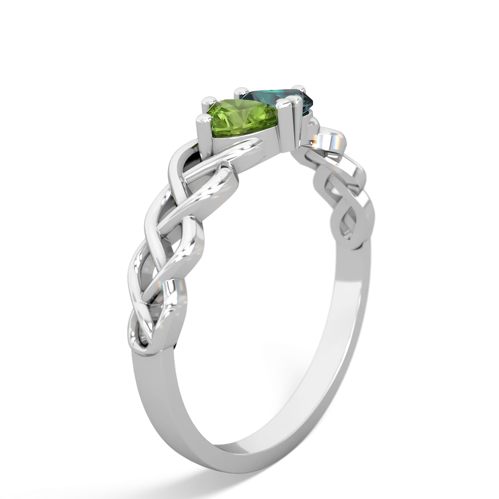 Peridot Heart To Heart Braid 14K White Gold ring R5870