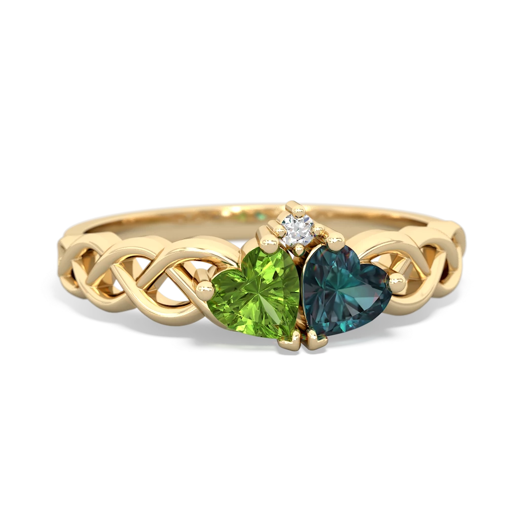 Peridot Heart To Heart Braid 14K Yellow Gold ring R5870