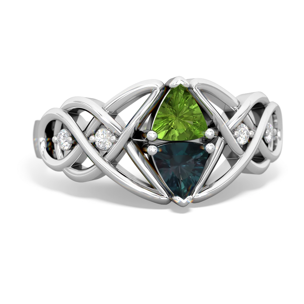 Peridot Keepsake Celtic Knot 14K White Gold ring R5300