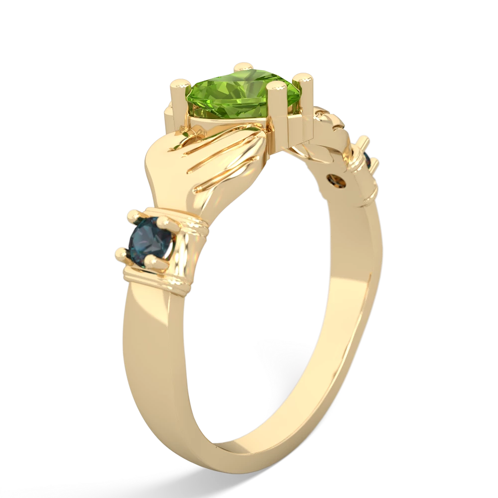 Peridot Claddagh Keepsake 14K Yellow Gold ring R5245