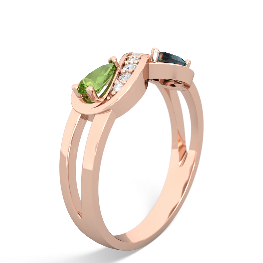 Peridot Diamond Infinity 14K Rose Gold ring R5390