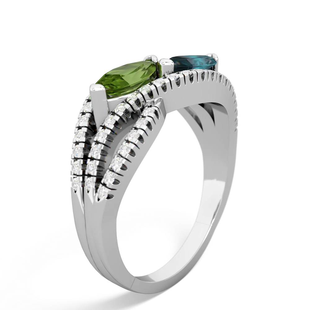 Peridot Diamond Rivers 14K White Gold ring R3070