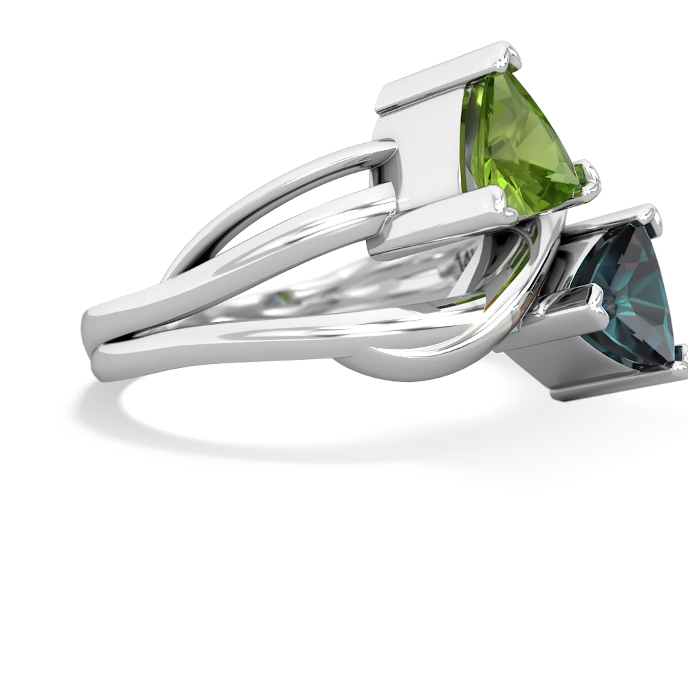 Peridot Split Band Swirl 14K White Gold ring R2341