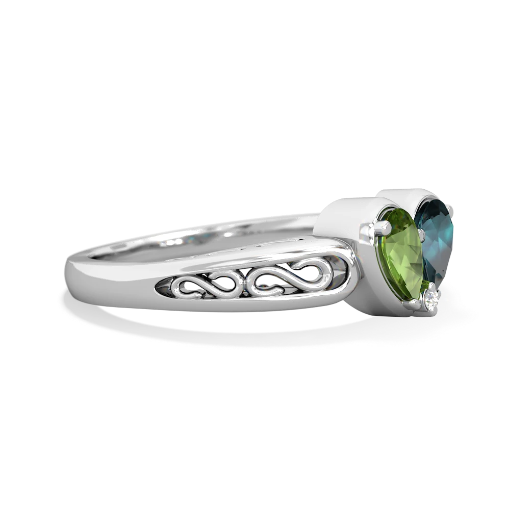 Peridot Filligree 'One Heart' 14K White Gold ring R5070