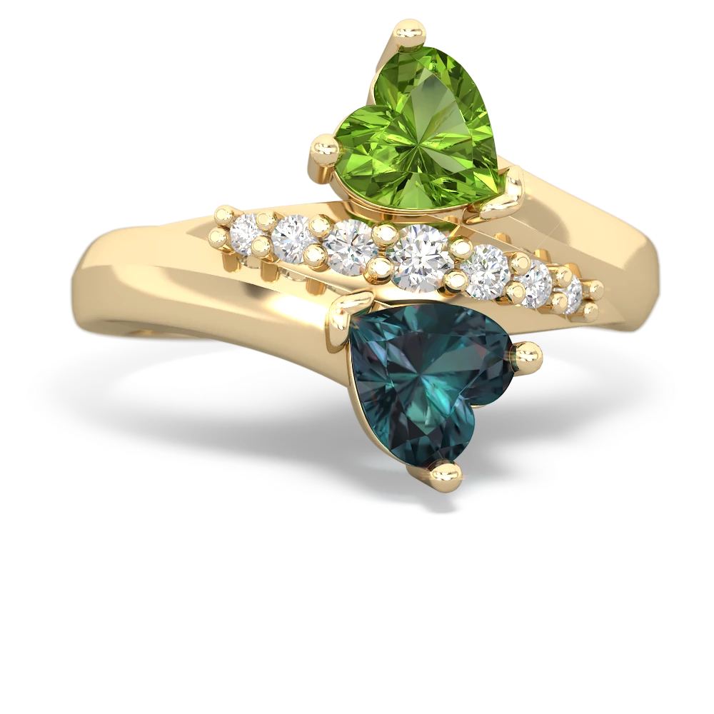 Peridot Heart To Heart 14K Yellow Gold ring R2064