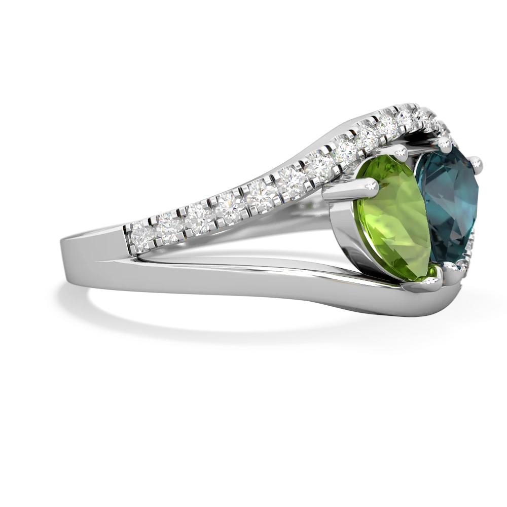 Peridot Nestled Heart Keepsake 14K White Gold ring R5650