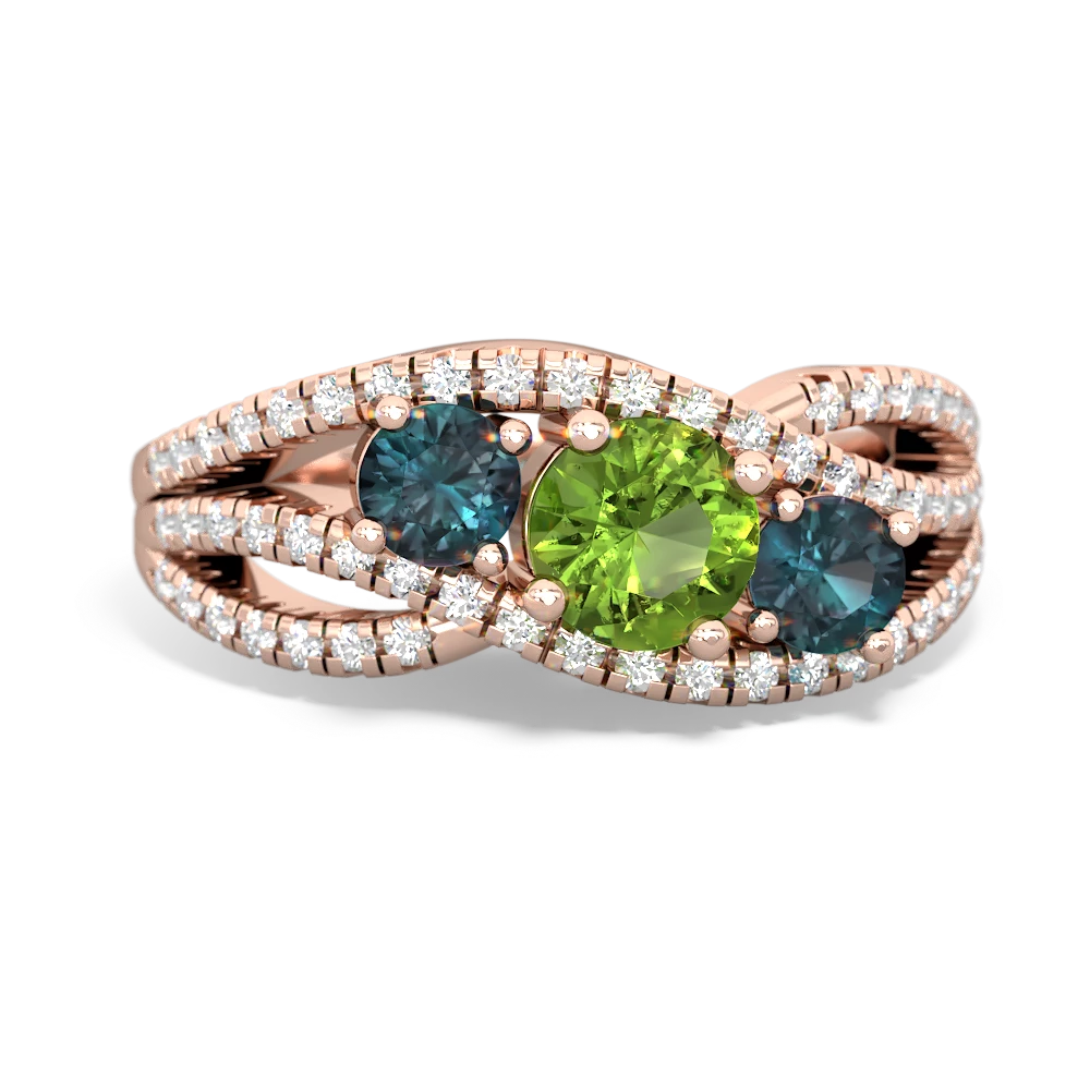 Peridot Three Stone Aurora 14K Rose Gold ring R3080