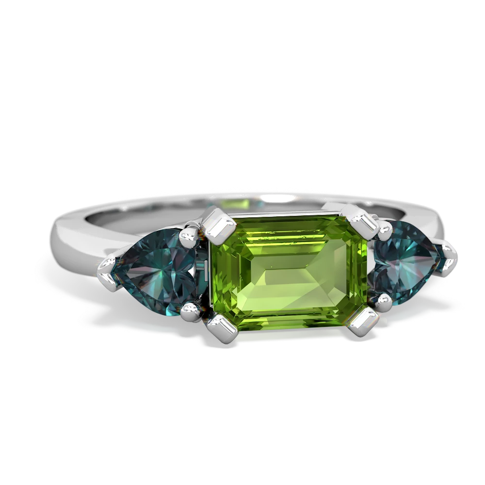 Peridot Three Stone 14K White Gold ring R5235