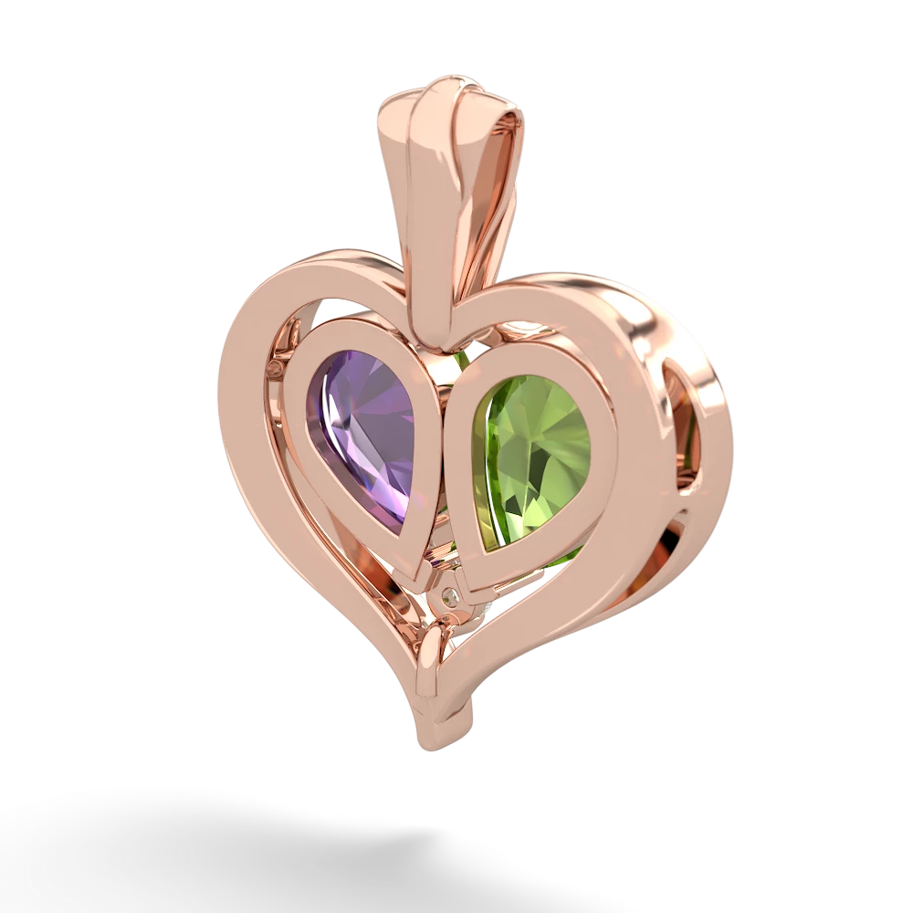 Peridot Two Become One 14K Rose Gold pendant P5330