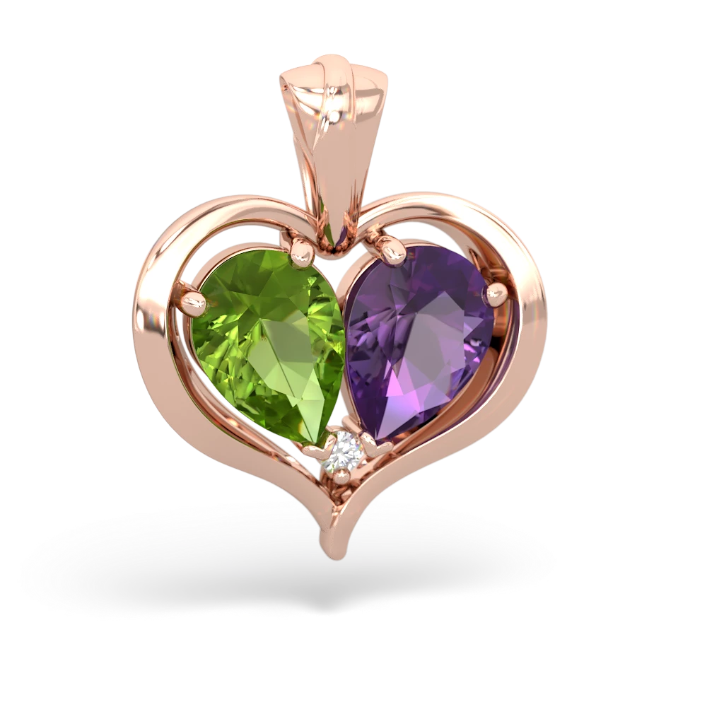 Peridot Two Become One 14K Rose Gold pendant P5330