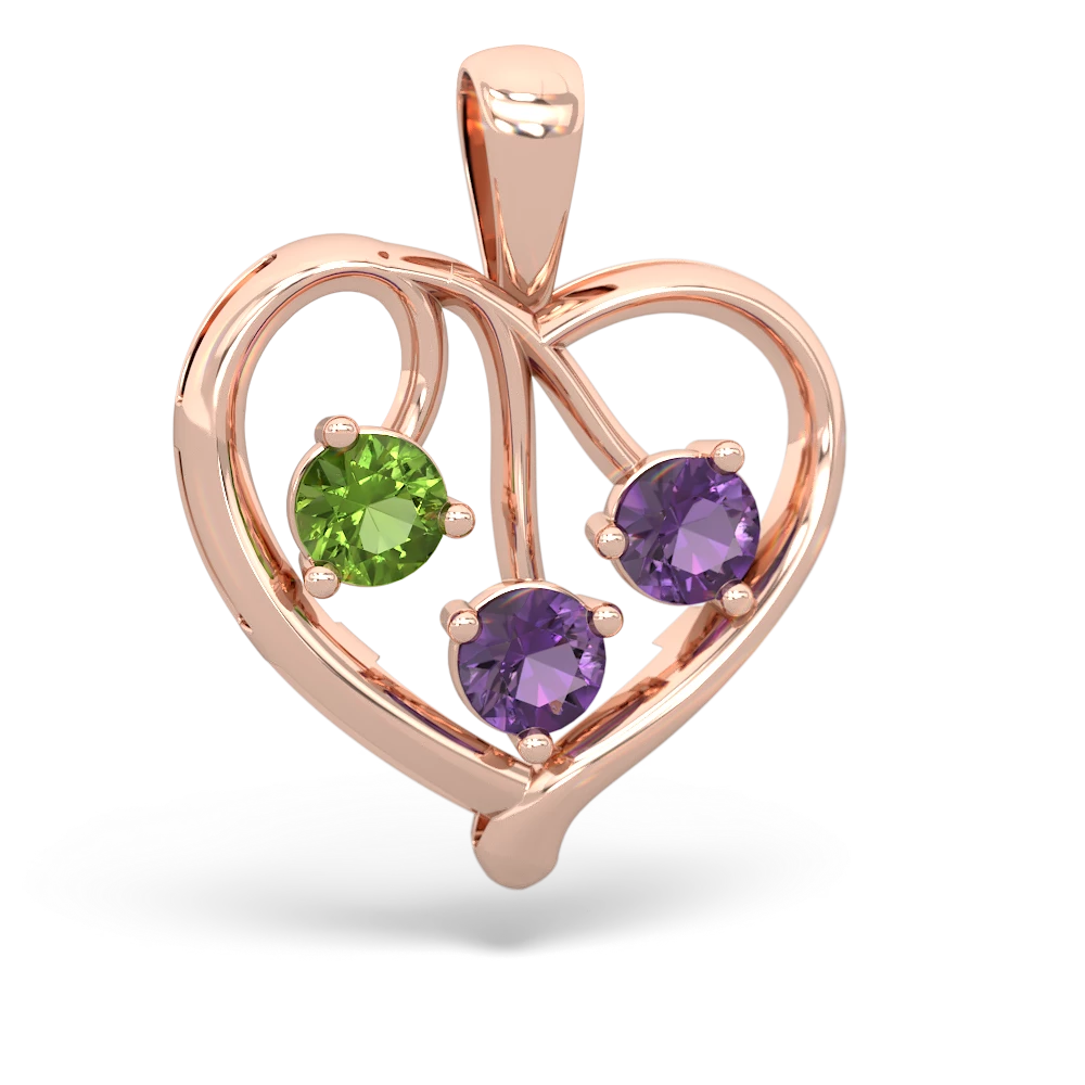 Peridot Glowing Heart 14K Rose Gold pendant P2233