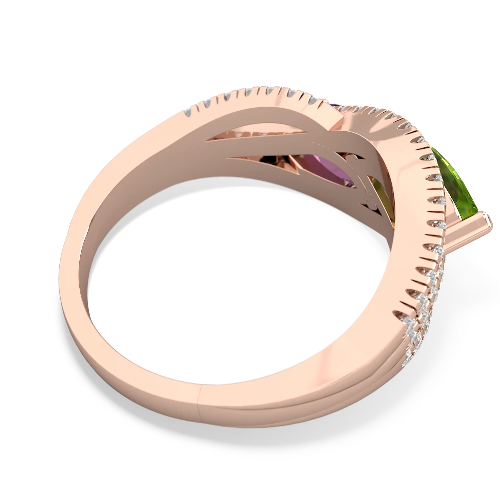 Peridot Diamond Rivers 14K Rose Gold ring R3070