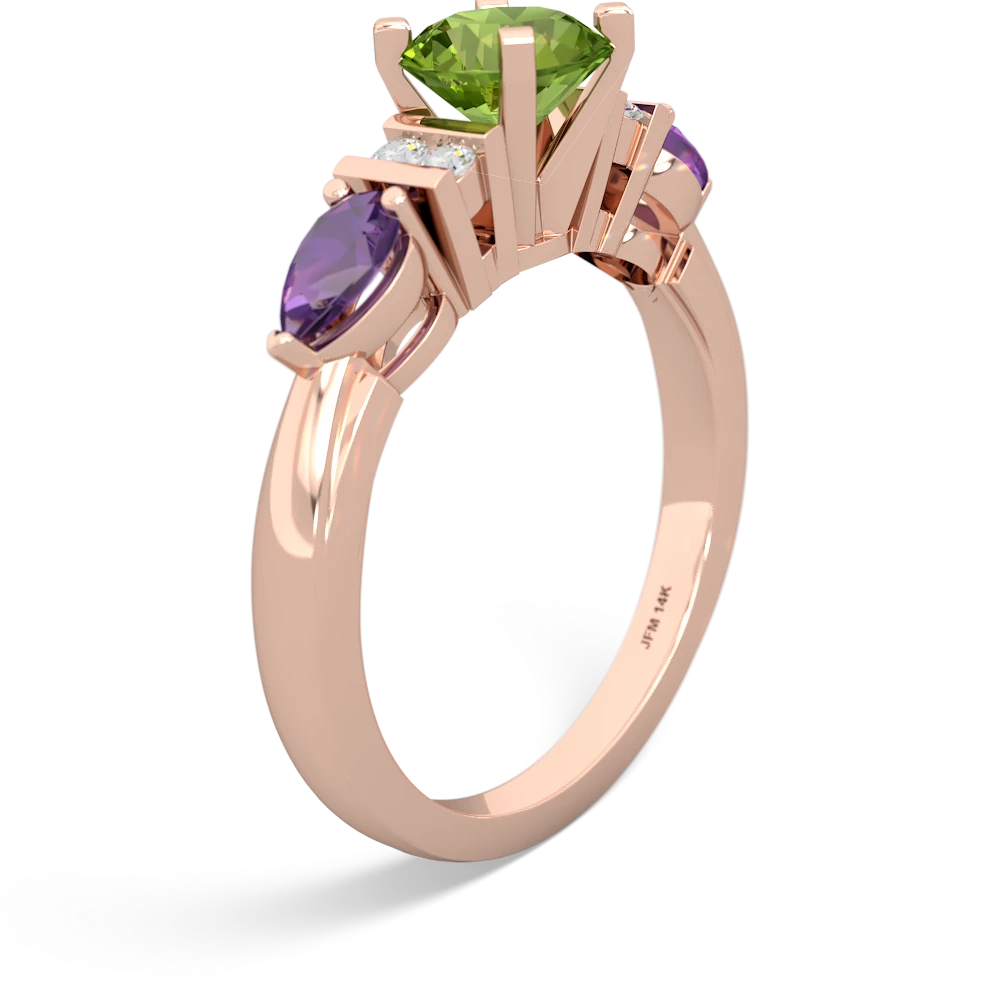 Peridot 6Mm Round Eternal Embrace Engagement 14K Rose Gold ring R2005