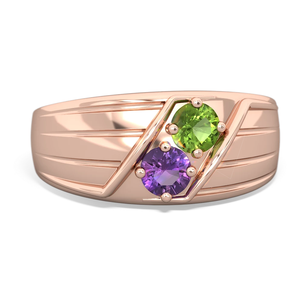 Peridot Men's Streamline 14K Rose Gold ring R0460