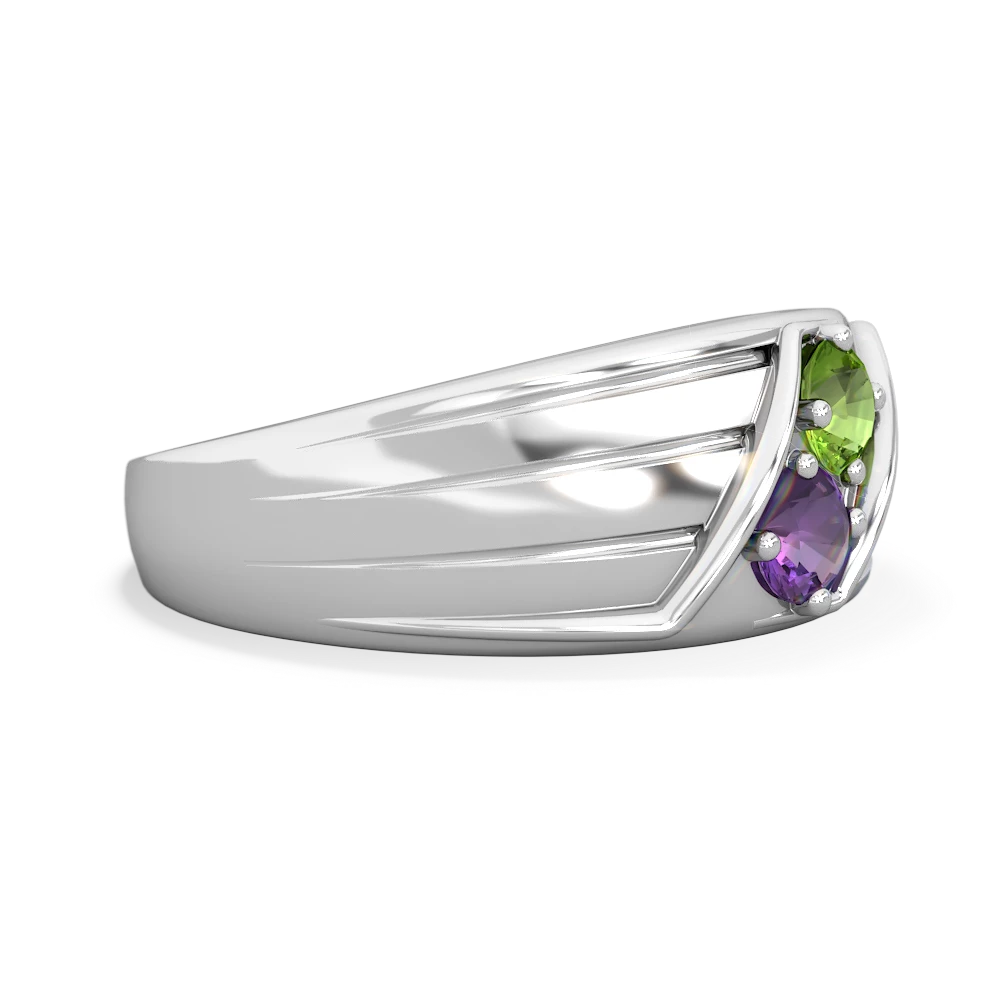 Peridot Men's Streamline 14K White Gold ring R0460