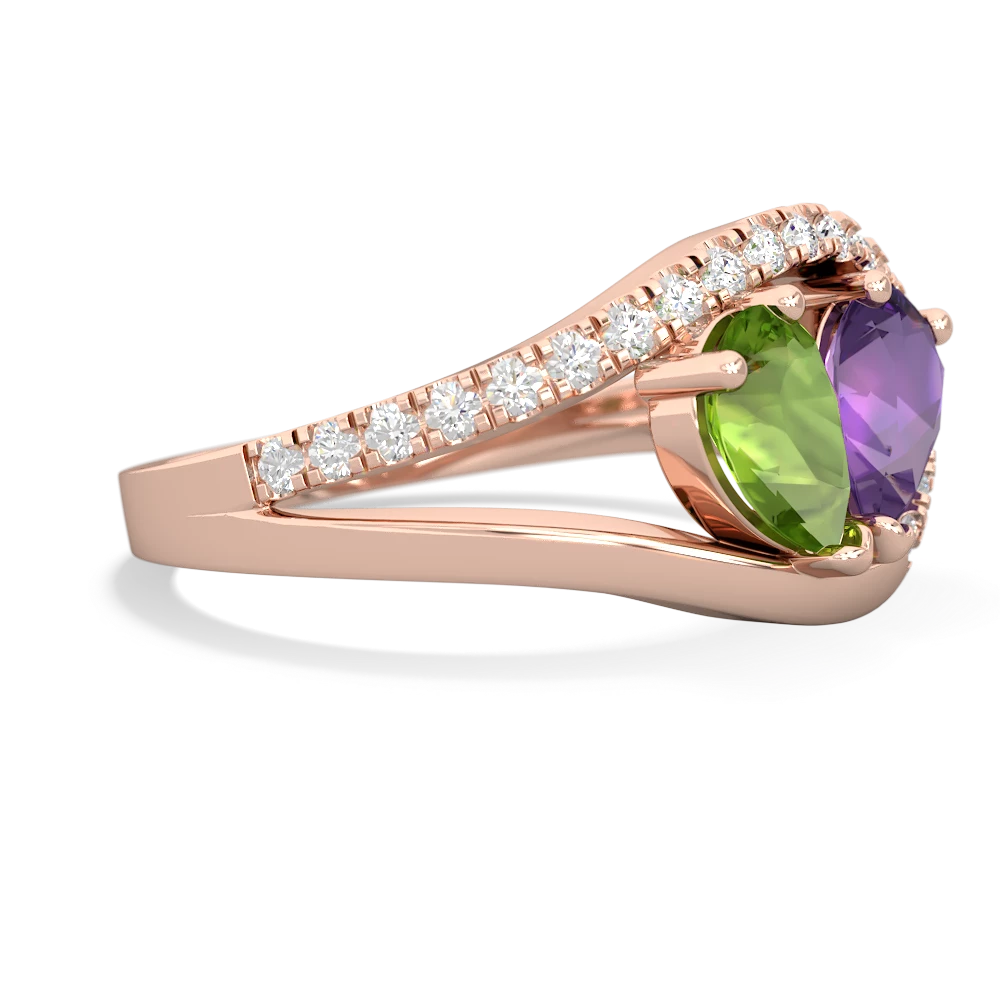 Peridot Nestled Heart Keepsake 14K Rose Gold ring R5650