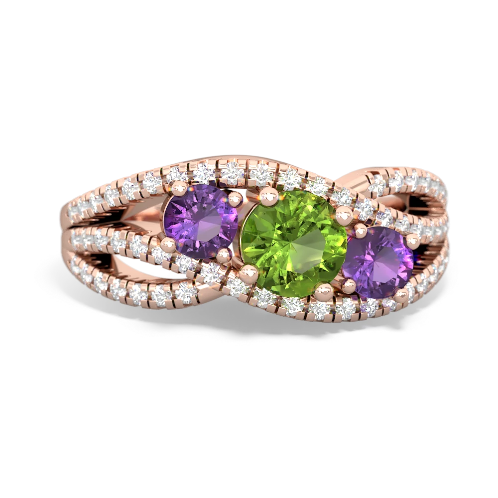 Peridot Three Stone Aurora 14K Rose Gold ring R3080