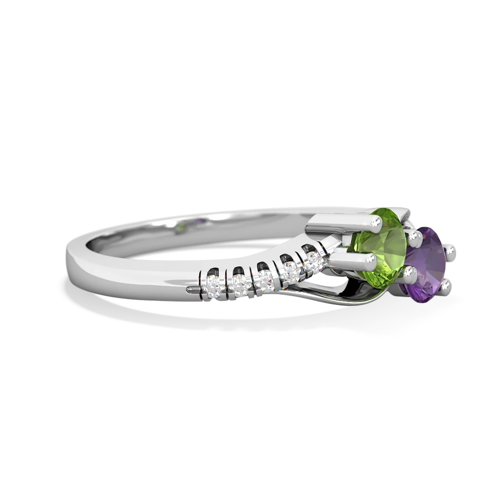 Peridot Infinity Pave Two Stone 14K White Gold ring R5285