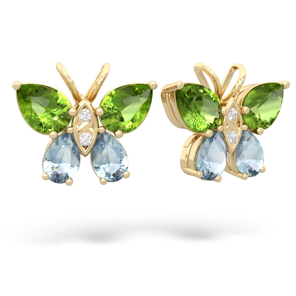 Peridot Butterfly 14K Yellow Gold earrings E2215