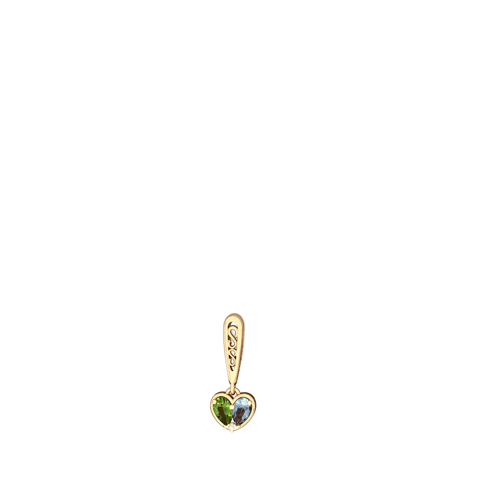 Peridot Filligree Heart 14K Yellow Gold earrings E5070