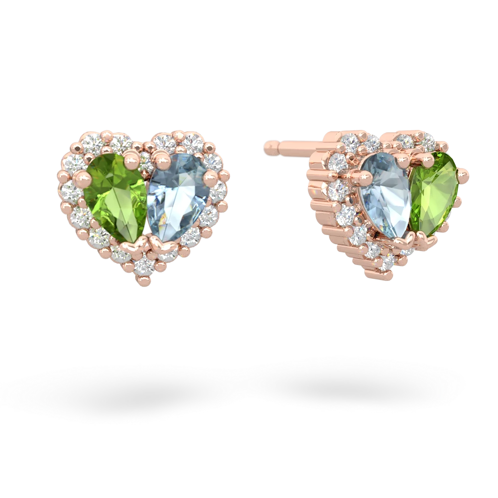 Peridot Halo 14K Rose Gold earrings E7008