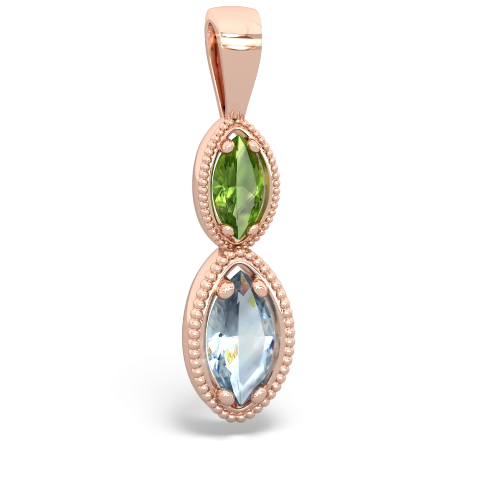 Peridot Antique-Style Halo 14K Rose Gold pendant P5700