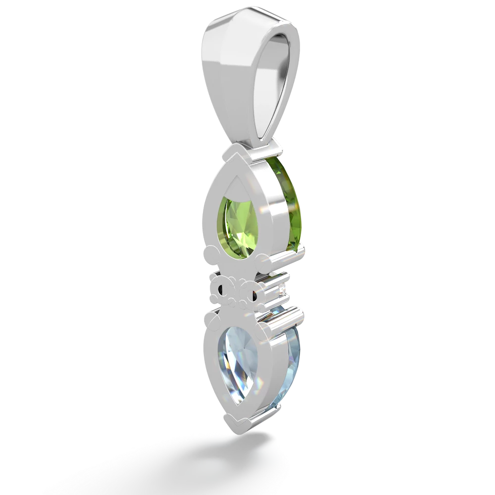 Peridot Bowtie Drop 14K White Gold pendant P0865