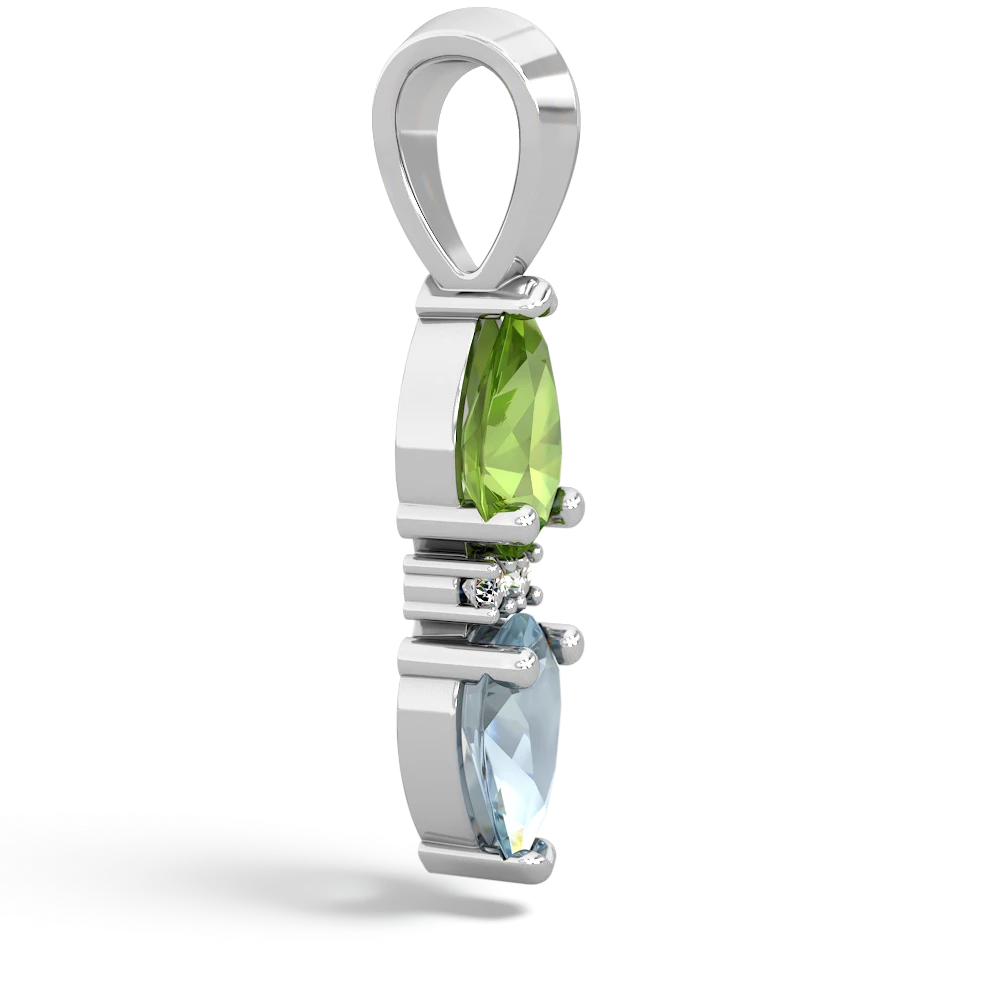 Peridot Bowtie Drop 14K White Gold pendant P0865