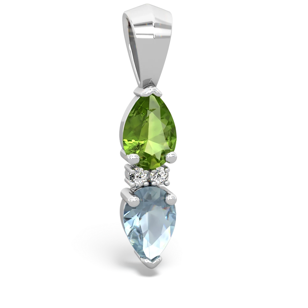 Peridot Bowtie Drop 14K White Gold pendant P0865