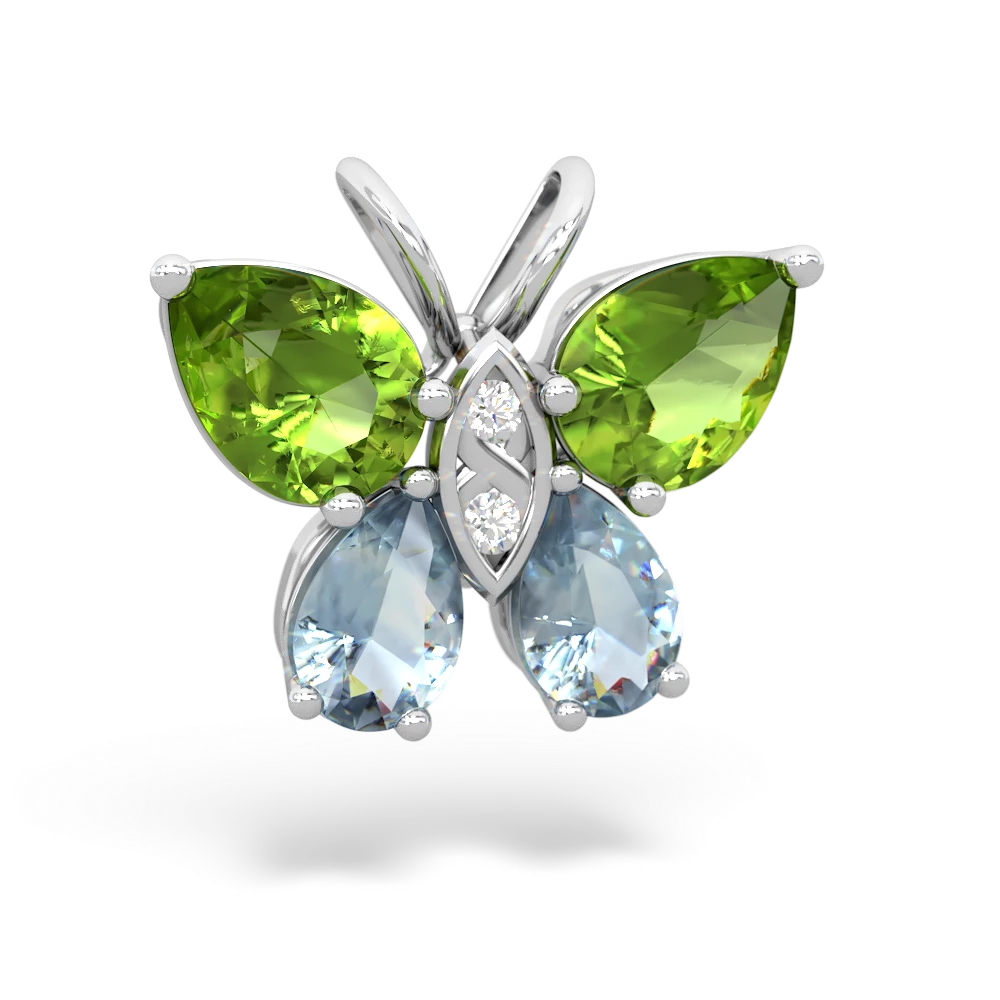 Peridot Butterfly 14K White Gold pendant P2215