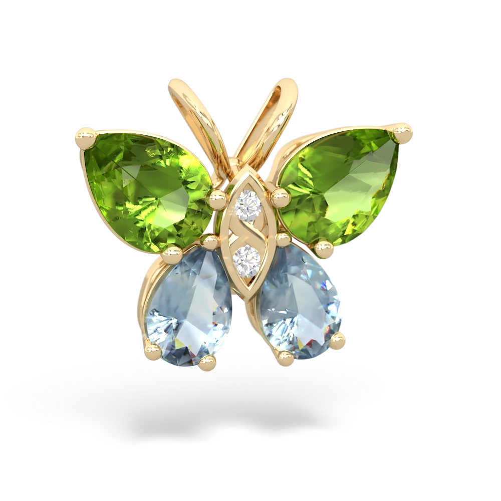 Peridot Butterfly 14K Yellow Gold pendant P2215