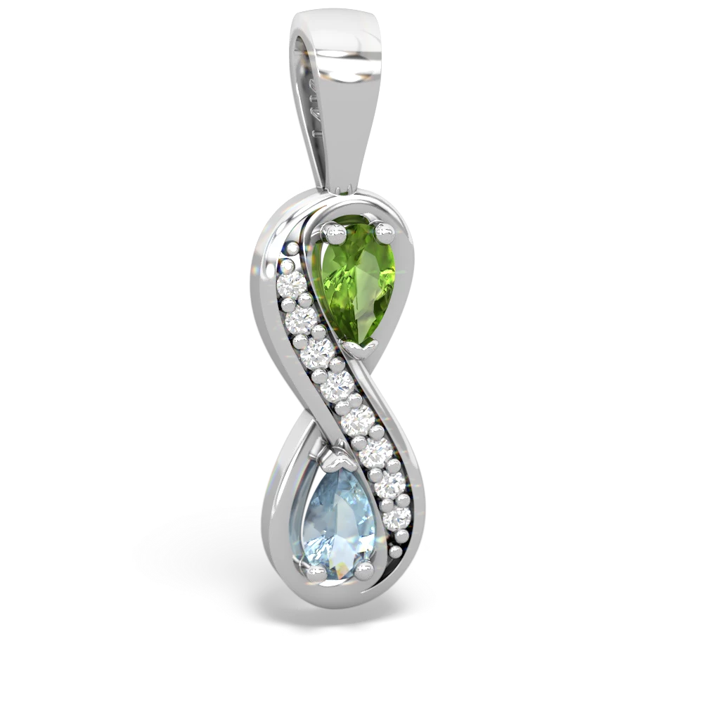 Peridot Diamond Infinity 14K White Gold pendant P5390