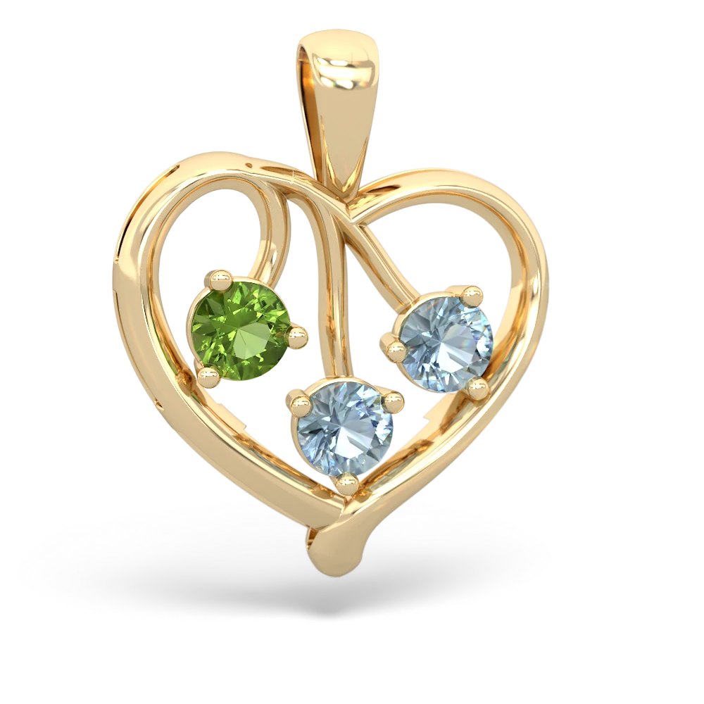 Peridot Glowing Heart 14K Yellow Gold pendant P2233