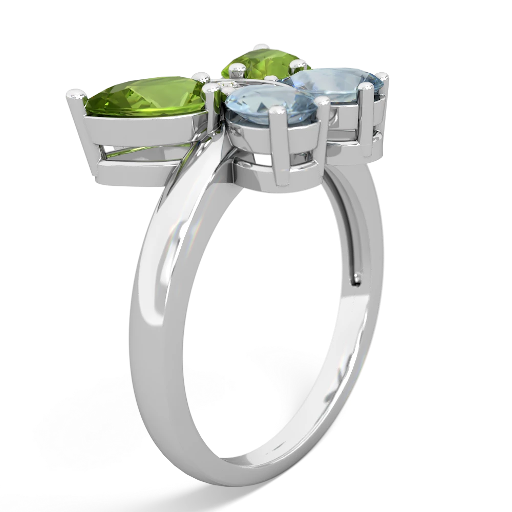 Peridot Butterfly 14K White Gold ring R2215