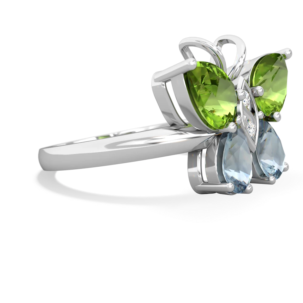 Peridot Butterfly 14K White Gold ring R2215