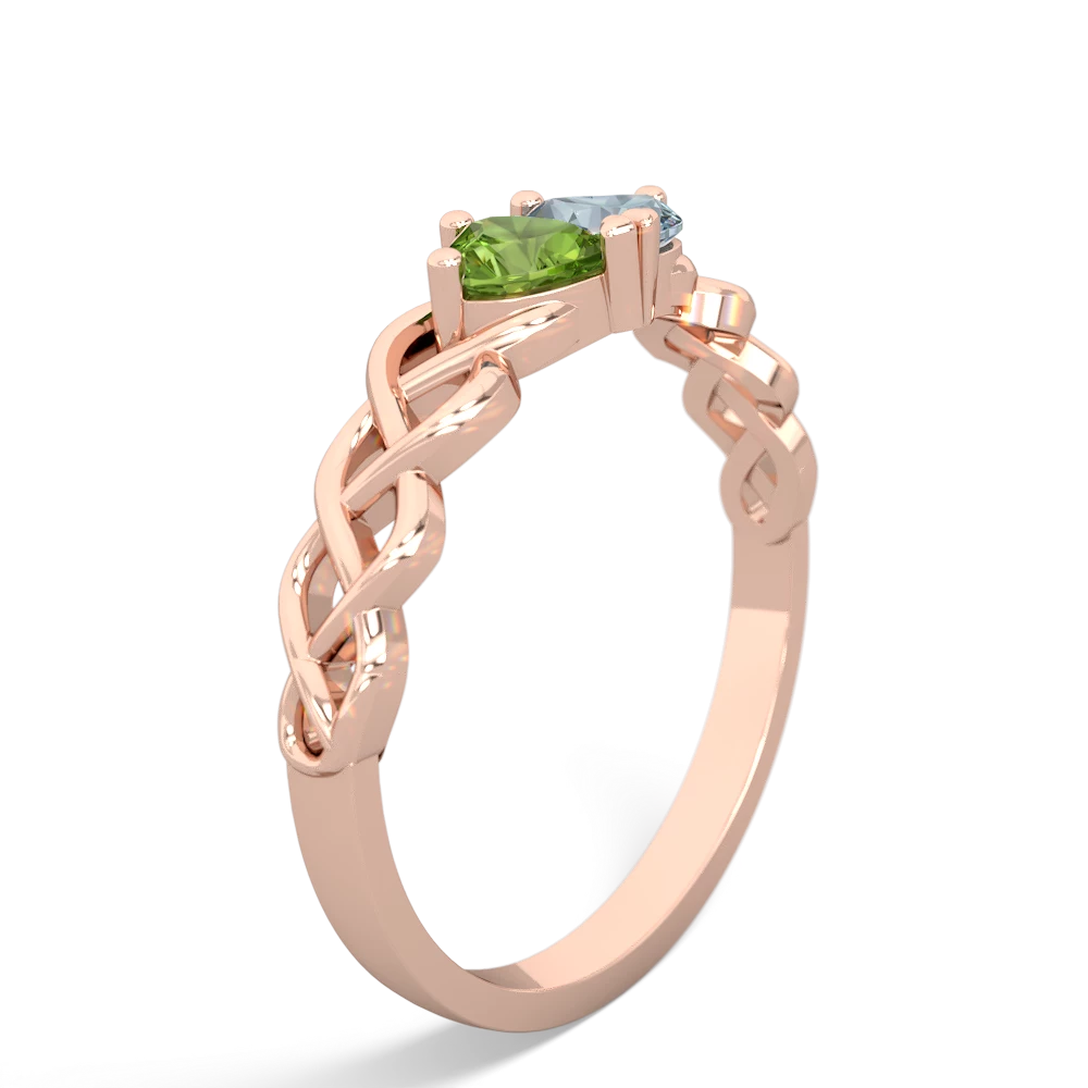 Peridot Heart To Heart Braid 14K Rose Gold ring R5870