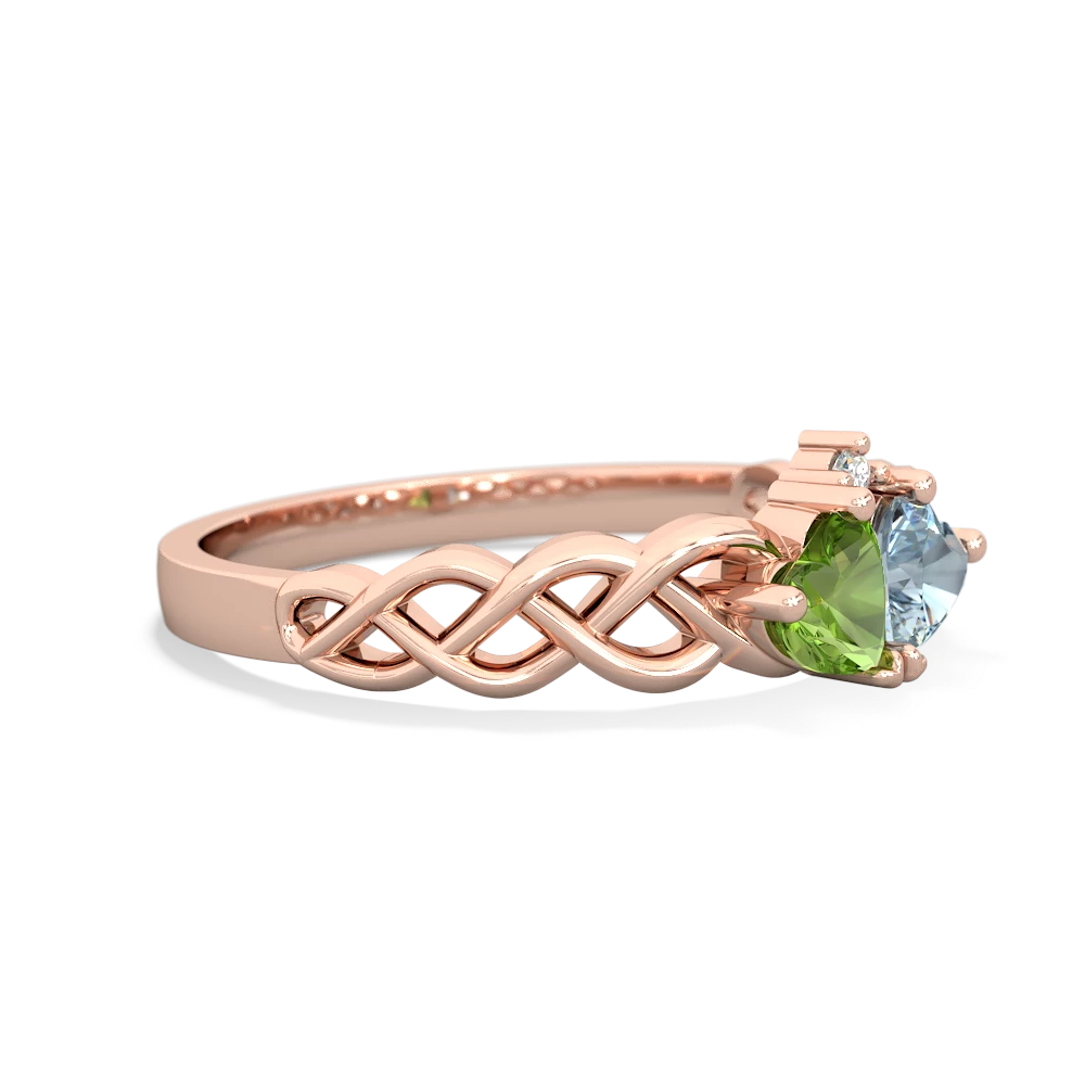 Peridot Heart To Heart Braid 14K Rose Gold ring R5870