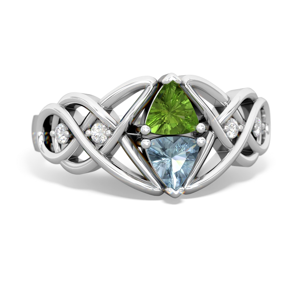 Peridot Keepsake Celtic Knot 14K White Gold ring R5300