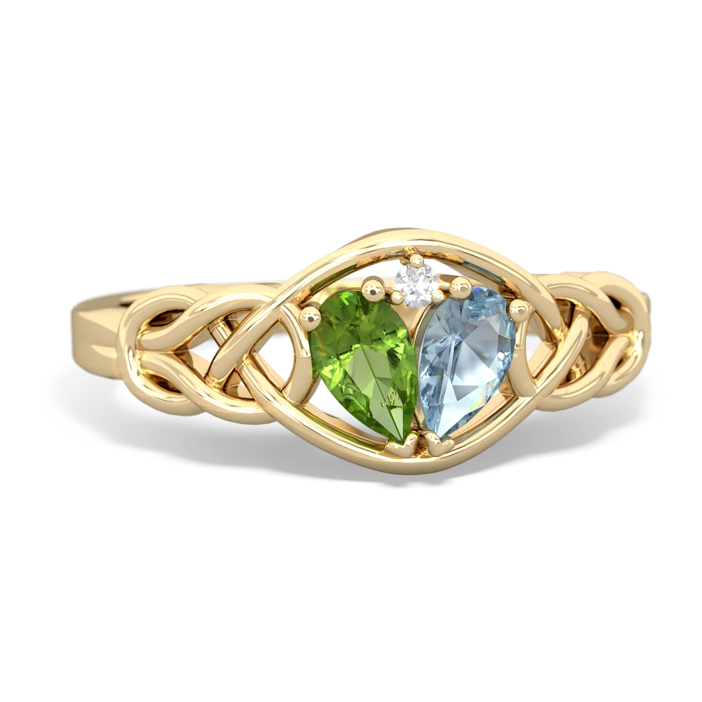 Peridot Celtic Love Knot 14K Yellow Gold ring R5420