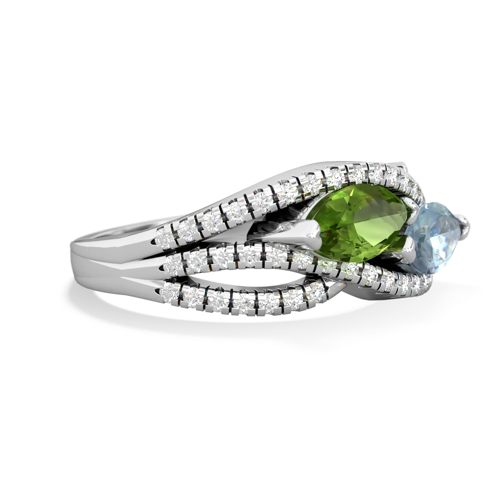 Peridot Diamond Rivers 14K White Gold ring R3070