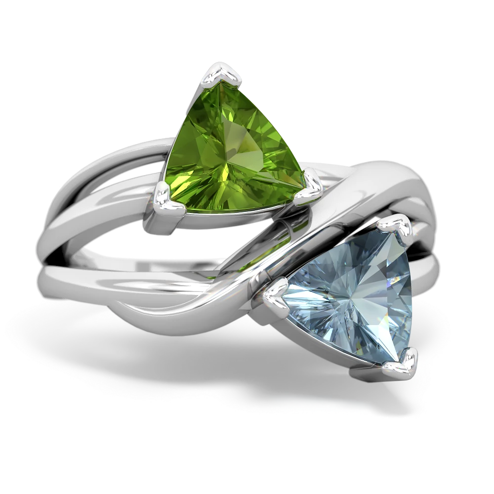 Peridot Split Band Swirl 14K White Gold ring R2341