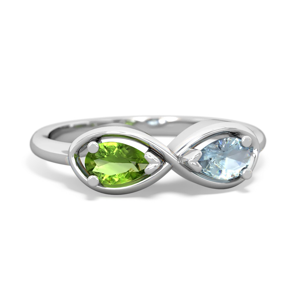 Peridot Infinity 14K White Gold ring R5050