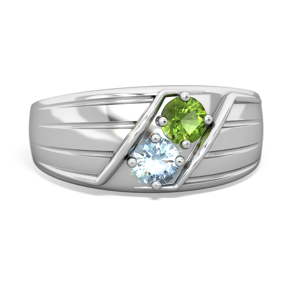 Peridot Men's Streamline 14K White Gold ring R0460