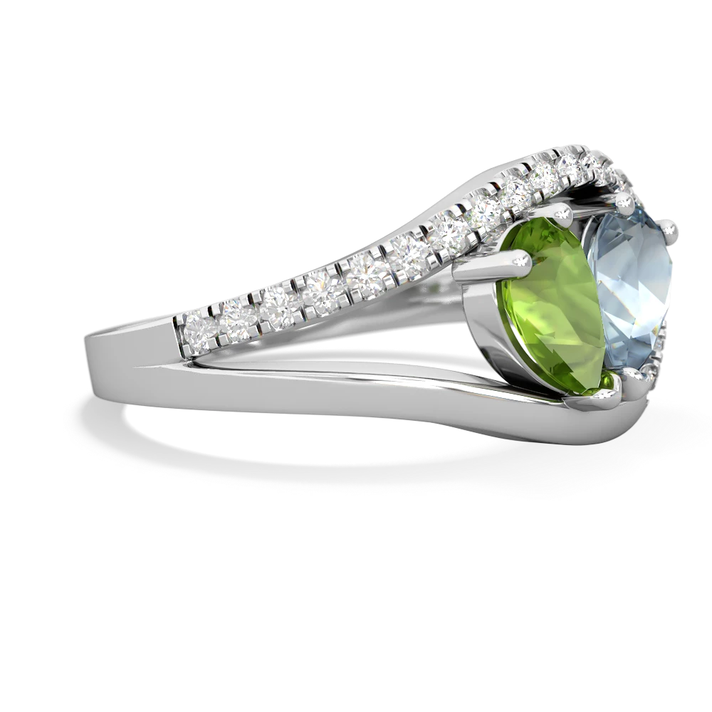 Peridot Nestled Heart Keepsake 14K White Gold ring R5650