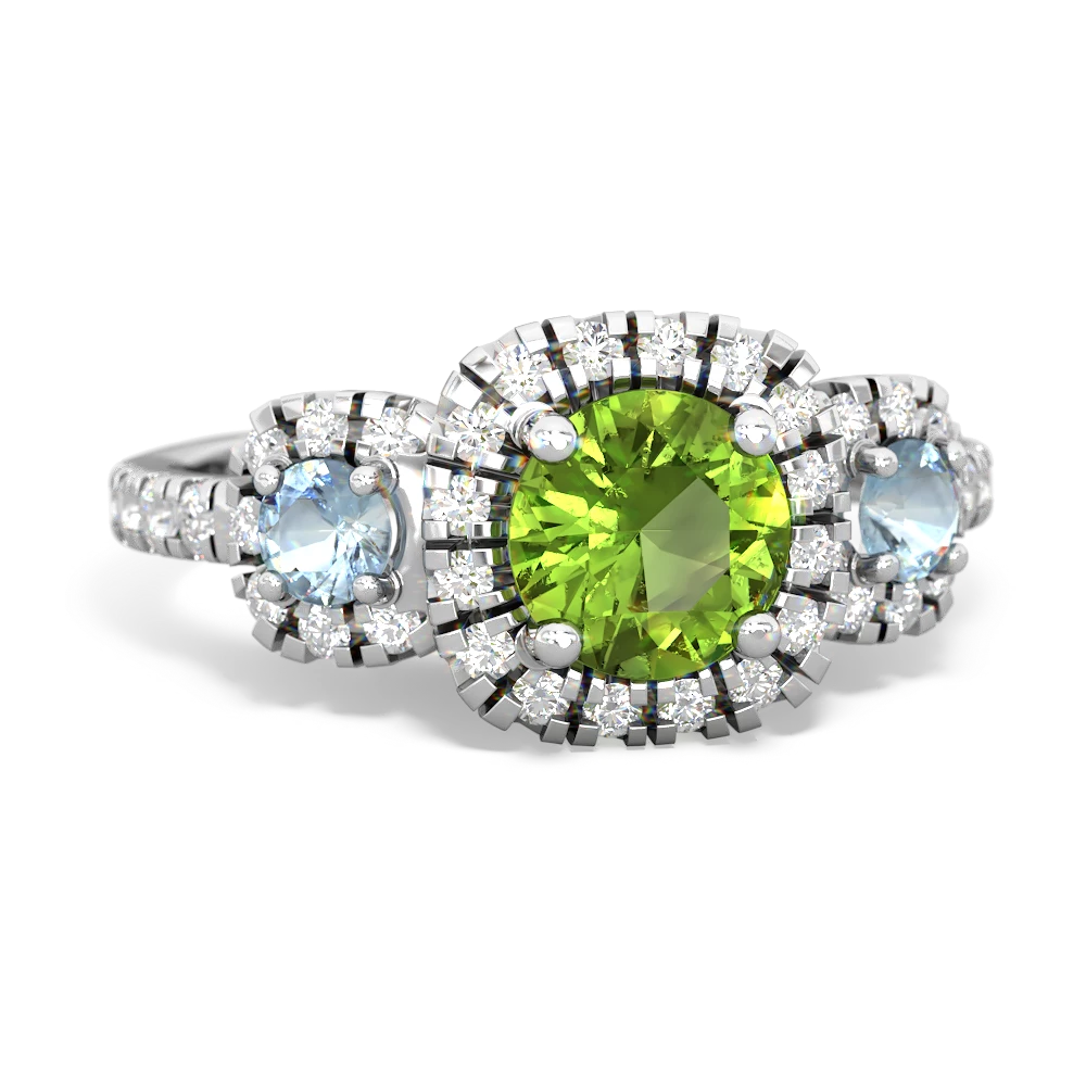 Peridot Regal Halo 14K White Gold ring R5350