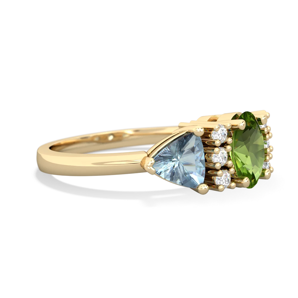 Peridot Antique Style Three Stone 14K Yellow Gold ring R2186