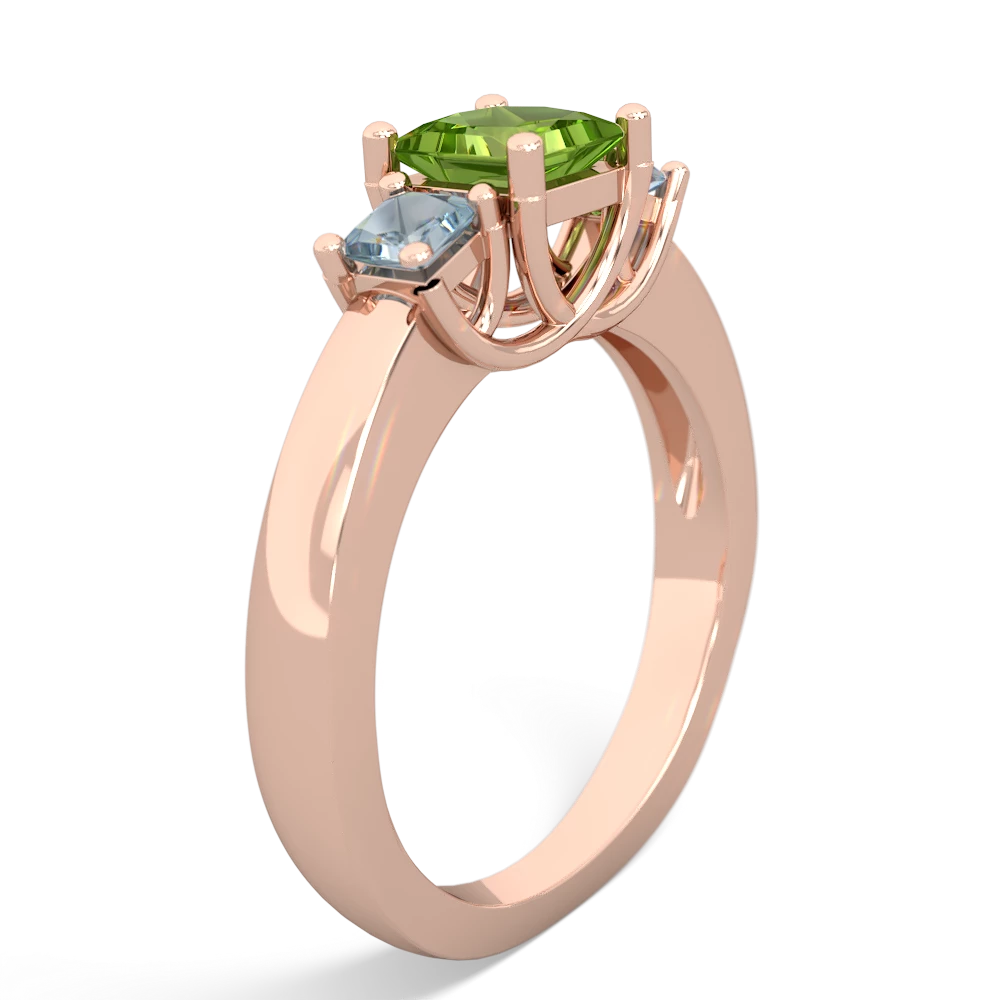 Peridot Three Stone Trellis 14K Rose Gold ring R4015