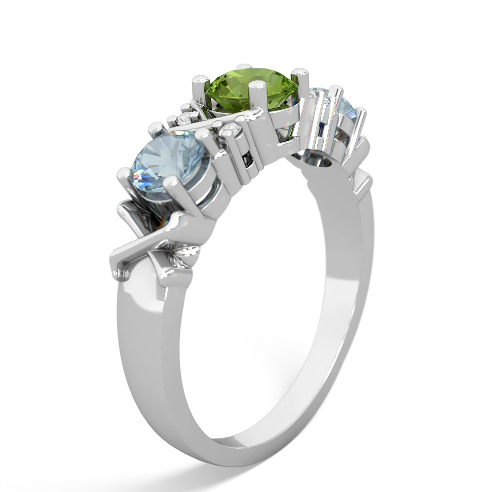 Peridot Hugs And Kisses 14K White Gold ring R5016